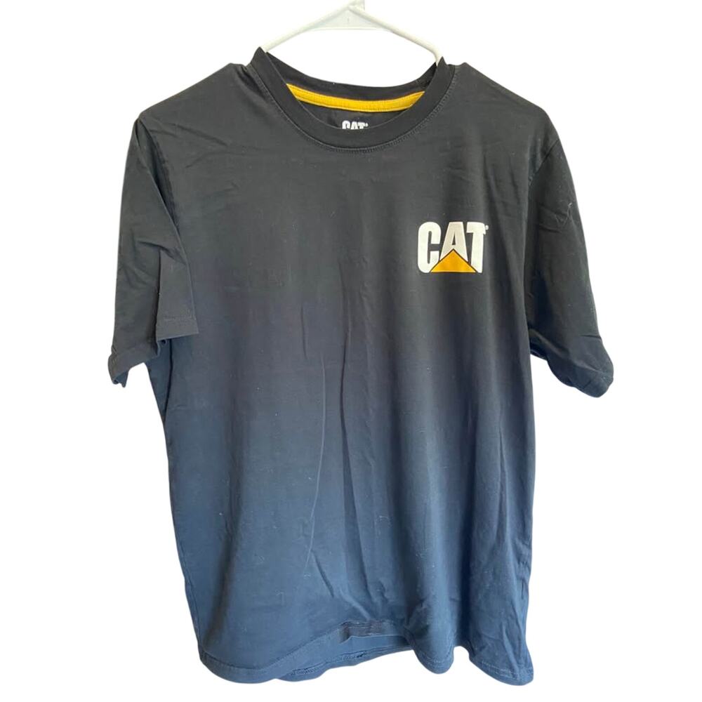 Cat Mens large black logo short sleeve tee shirt